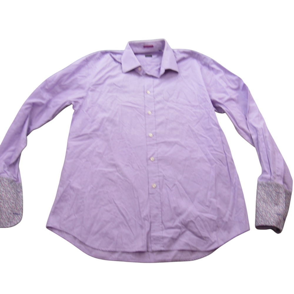 Paul Smith London Mens‎ Lilac Purple Floral Contrast Cuff Dress Shirt 16.5 42 L